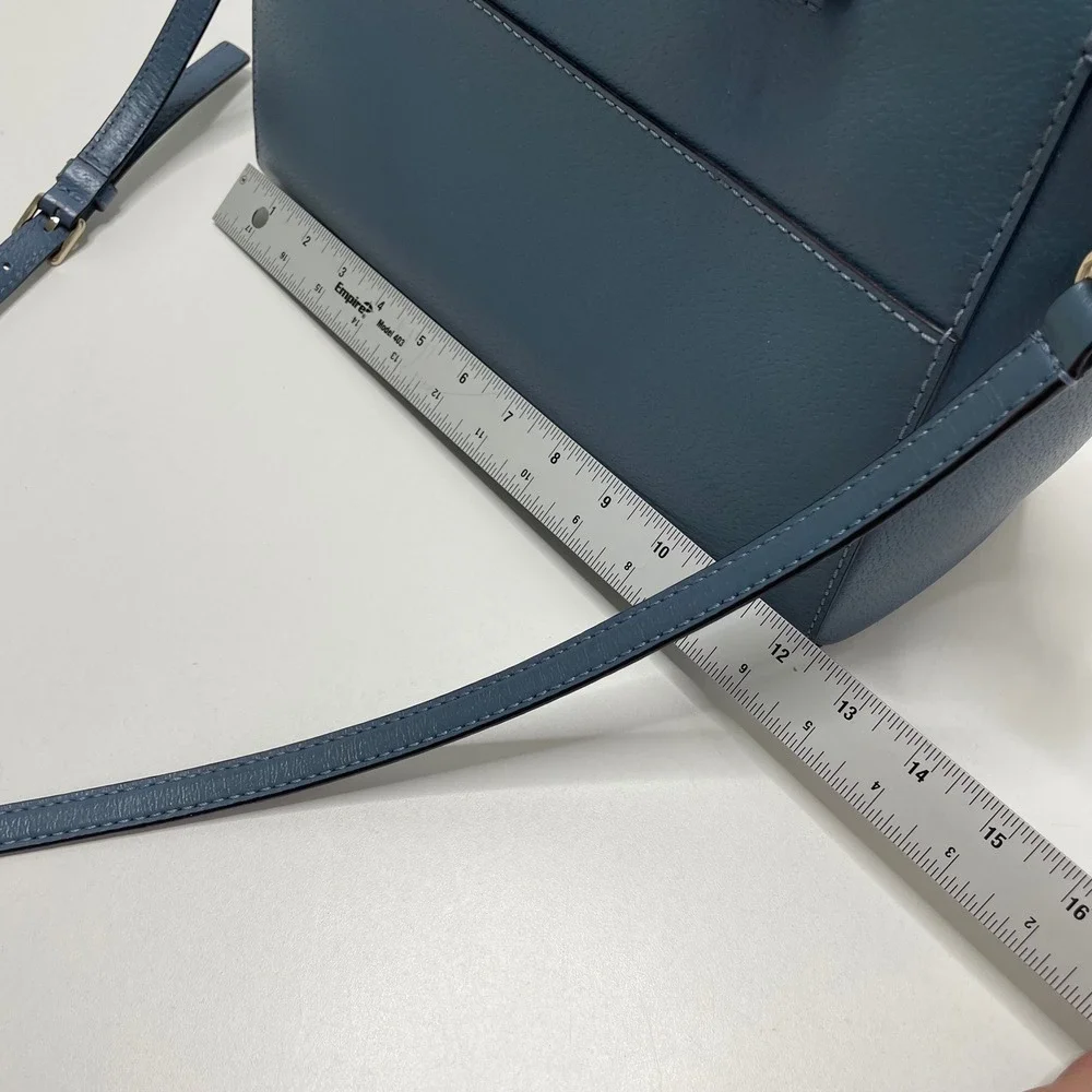 Kate Spade New York Blue Pebbled Leather Satchel Crossbody Bag Gold Hardware